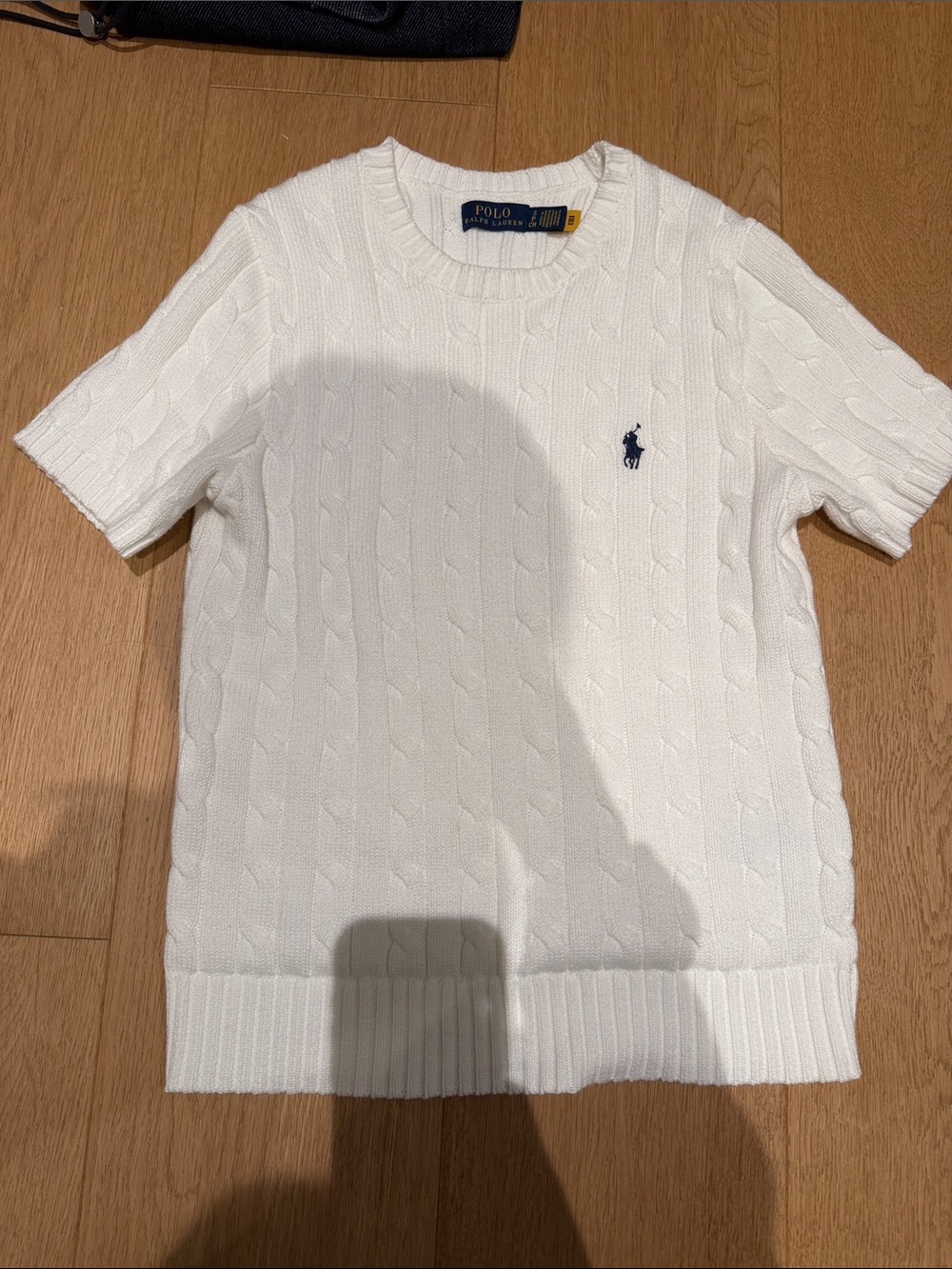 Polo by Ralph Lauren White Cable-Knit Short Sleeve Sweater size small